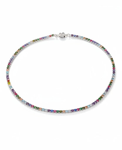 BURNISHED BLACK Tennis Necklace, 3mm ADJUSTABLE, 925 Silver with Zirconia 