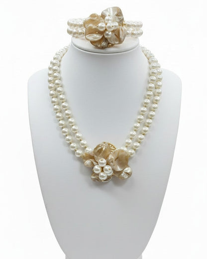 SET Collana Maxi Fiore con Perle e Conchiglia