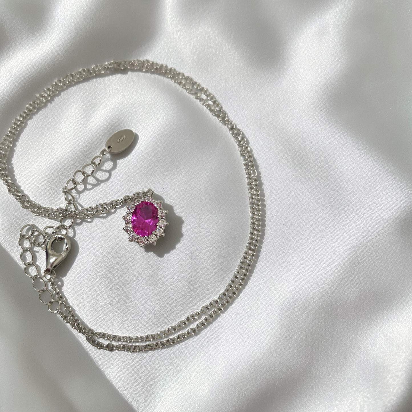 Collana con Ciondolo Kate Fucsia 5A, Argento s925 ESCLUSIVA