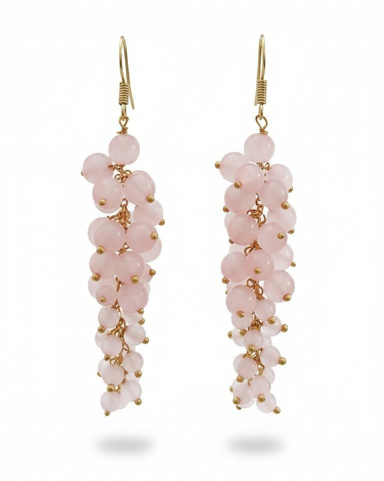 Orecchini a Grappolo Rosa, Argento s925 + ottone