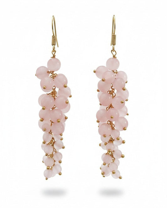 Orecchini a Grappolo Rosa, Argento s925 + ottone