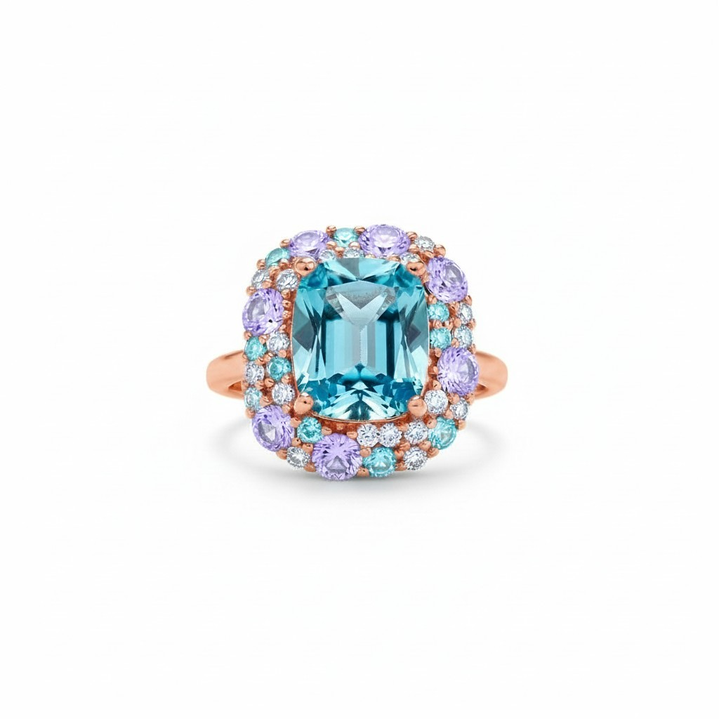 Brilliant Square Ring, in 925 Silver