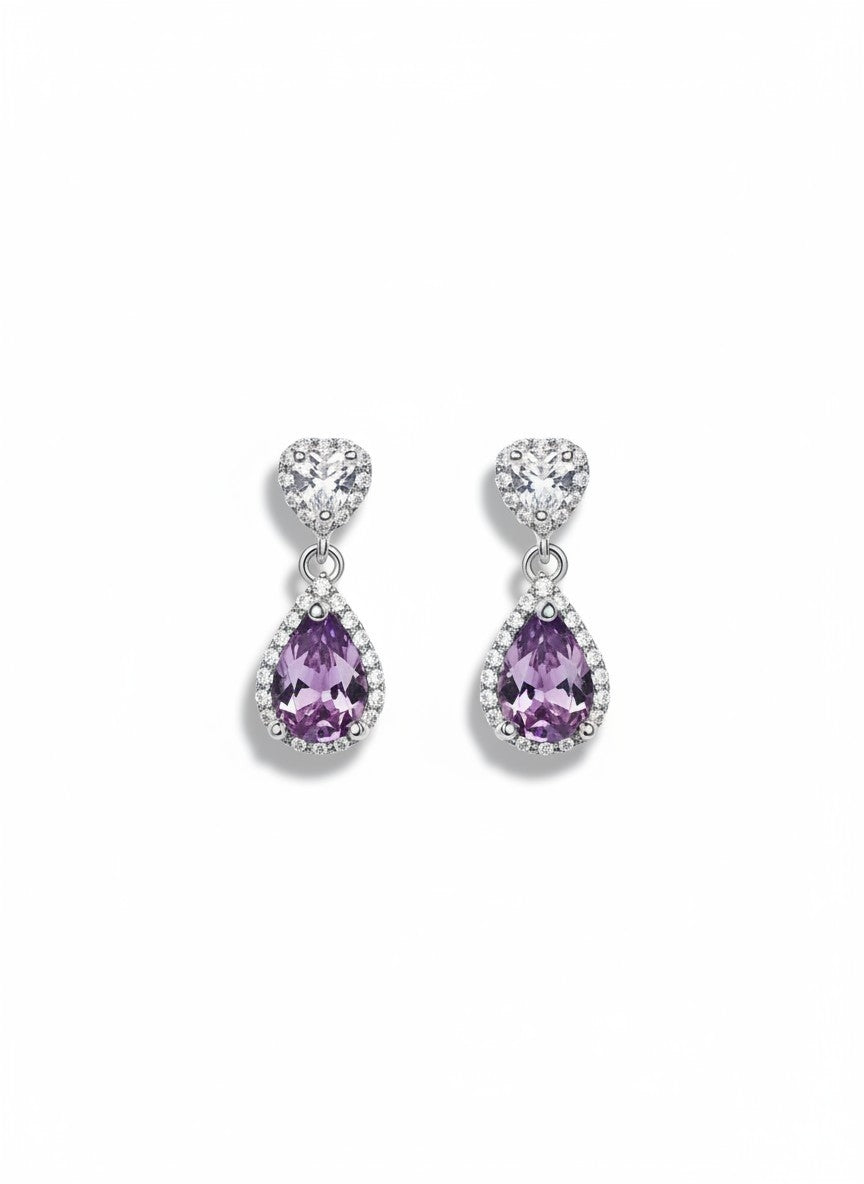 Lilac and Aquamarine Drop Bracelet, 925 Silver