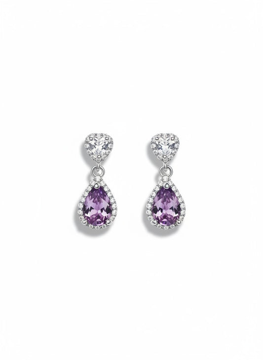 Orecchini Goccia Viola, in Argento s925