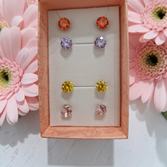 Orecchini Punto Luce COLORATI 6mm, Produzione Propria -  in Argento S925