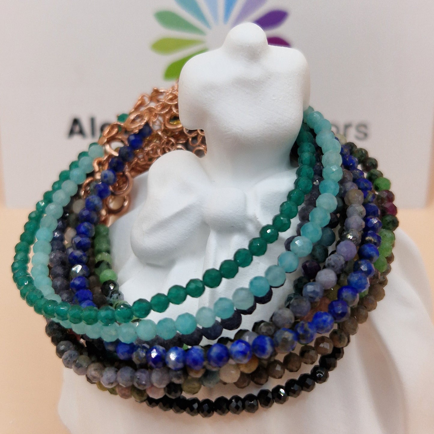 Bracciali con Pietre Naturali Colori Freddi, Argento s925, Produzione Propria