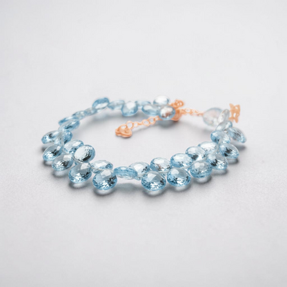 Bracciale Gocce di Acquamarina, Artigianato puro, Argento s925