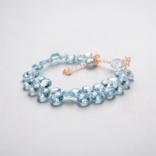 Bracciale Gocce di Acquamarina, Artigianato puro, Argento s925