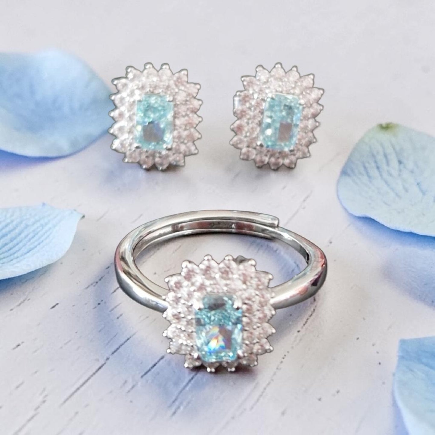Orecchini Kate Rectangle Reale Celesti, Argento s925