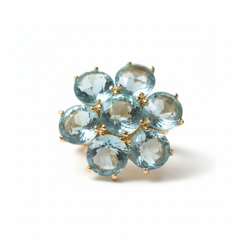 Anello Fiore in Pietre Preziose, Argento 925