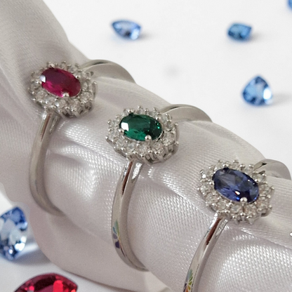 Micro Kate Rings with Precious Stones, S925 Silver