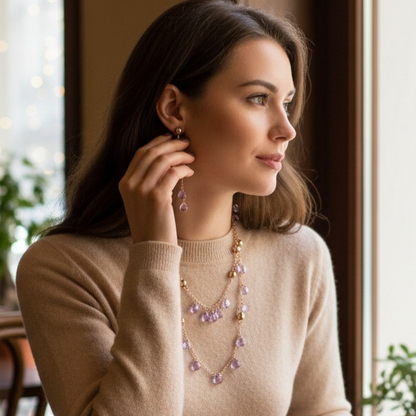 Collana Gocce Lilla, Argento Rosè