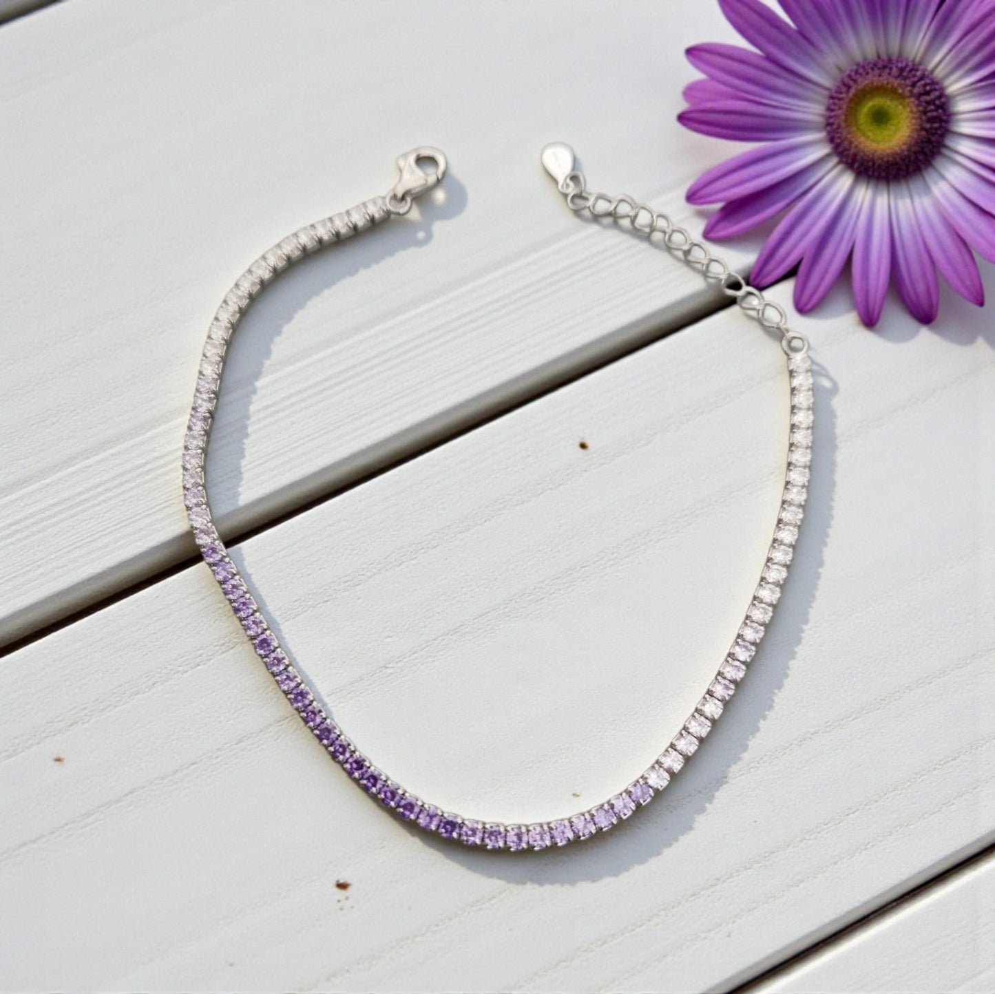 Rainbow Paraiba Tennis Bracelet, in S925 Silver