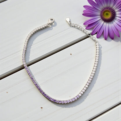 Rainbow Paraiba Tennis Bracelet, in S925 Silver