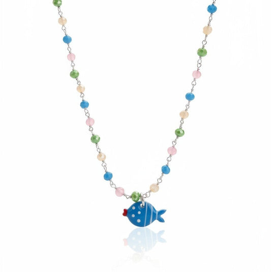 Collana Color con Pesciolino, Argento s925