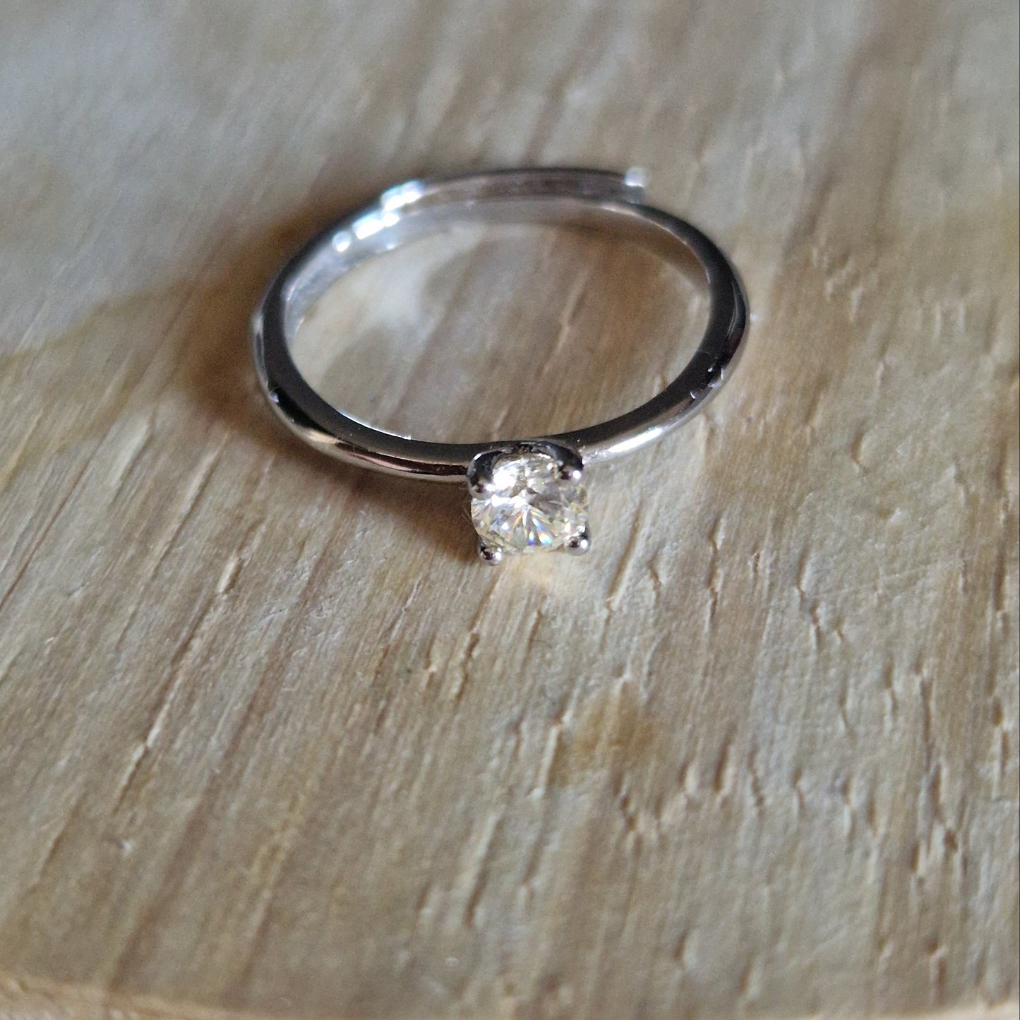 Anello Solitatio 4mm Silver, Produzione Propria, in ARGENTO S925