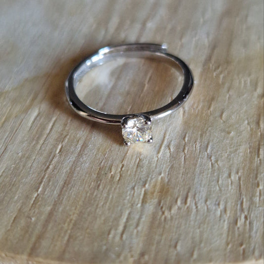 Anello Solitatio 4mm Silver, Produzione Propria, in ARGENTO S925