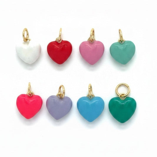 Ciondolo Cuore Bombato Colorato, in Acciaio inox