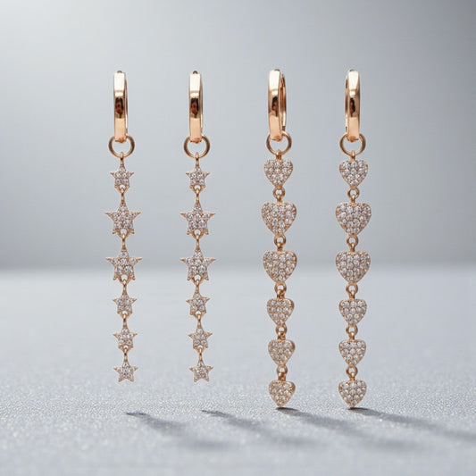 Shiny Heart/Star Dangling Earrings