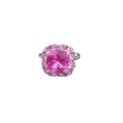Anello Quadrato Brilliance Rosa, Argento s925