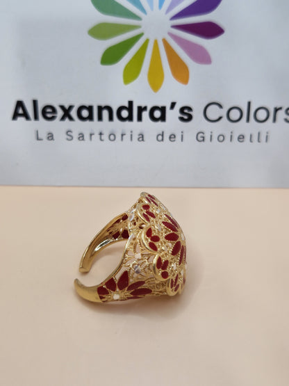 Anelli Fiore, Preziosi , in Filigrana, Argento 925 e Bagno in Oro