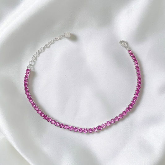 Bracciale Tennis Fucsia, in Argento S925