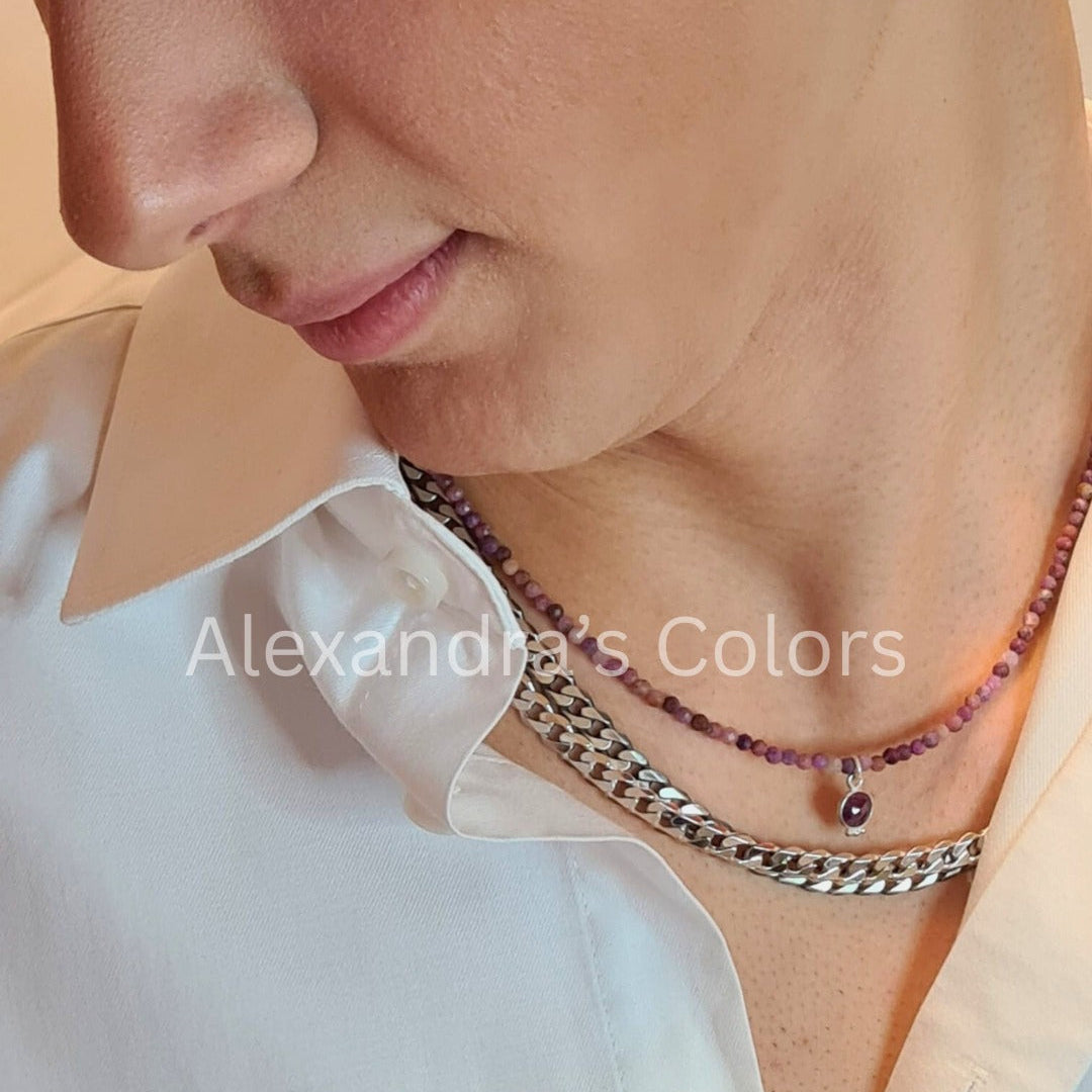 Collane con Tutte Pietre Naturali, in Argento s925