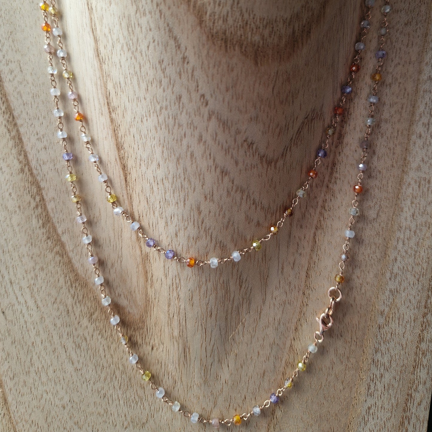 Collana Lunga Stile Rosario Arlecchino, in Argento s925