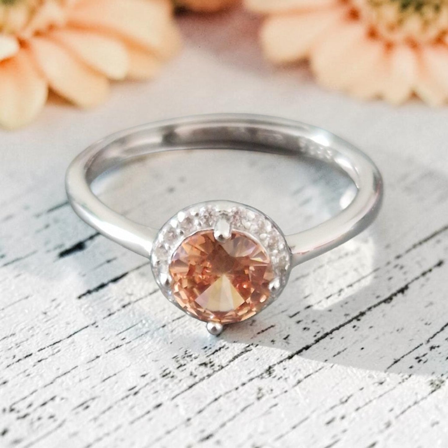 Anello Tondo stile Kate, diversi colori, ARGENTO S925 e zirconia