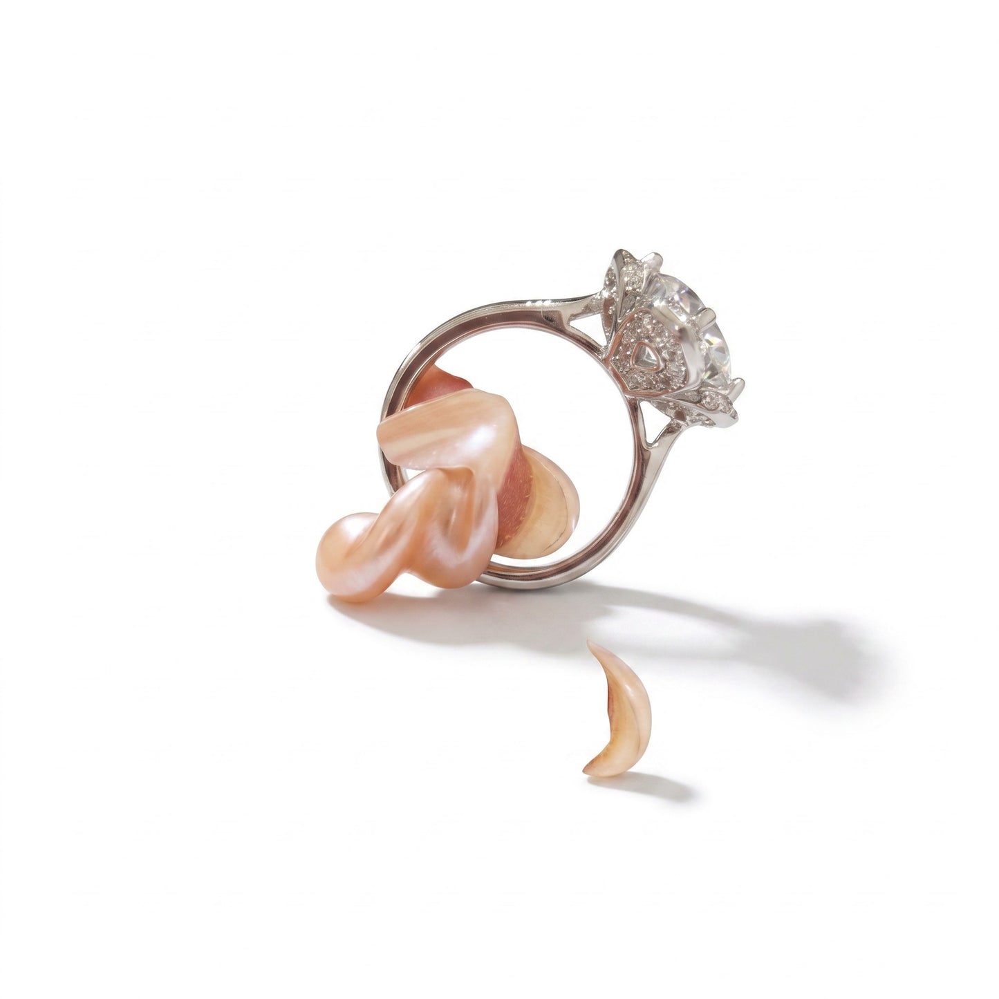 Anello Fiore Barocco, in Argento S925 e Zirconi