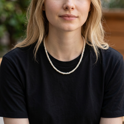 Necklace with Irregular Natural Pearls, S925 Silver
