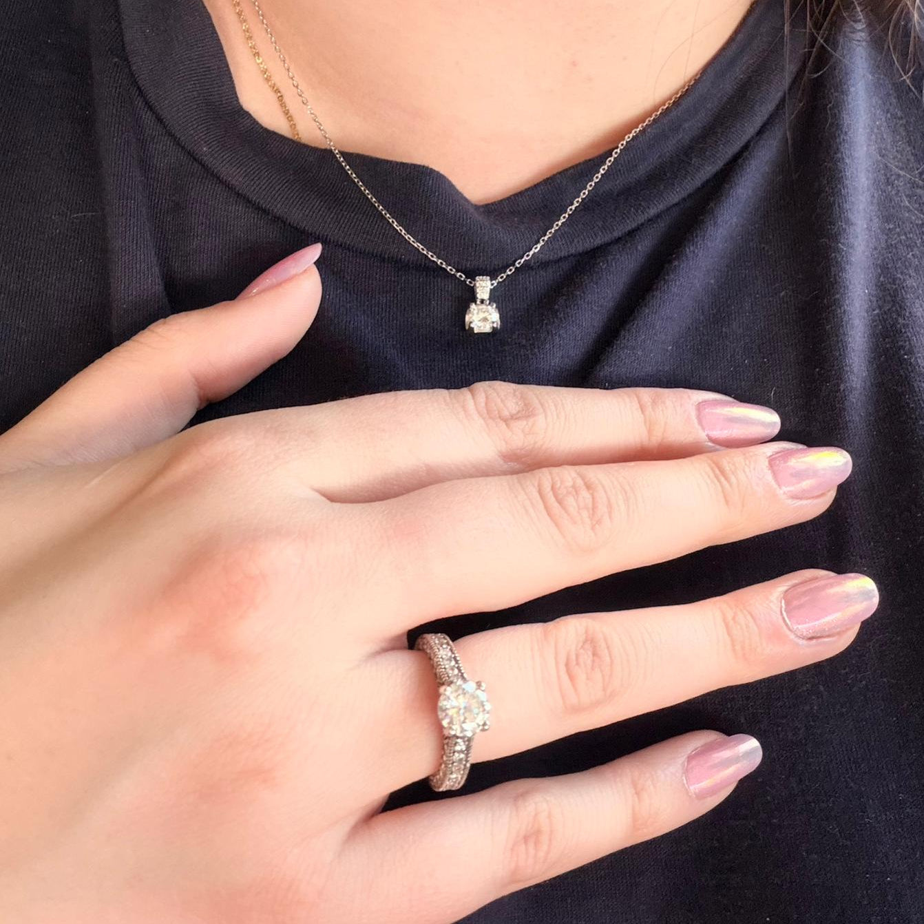 Collana Solitario  Luxury in MOISSANITE USA, in Argento S925