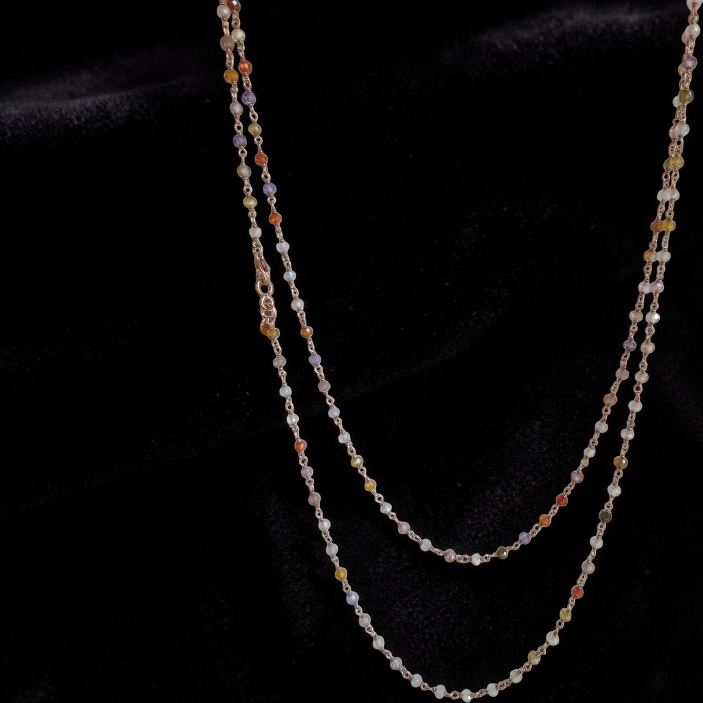 Collana Lunga Stile Rosario Arlecchino, in Argento s925