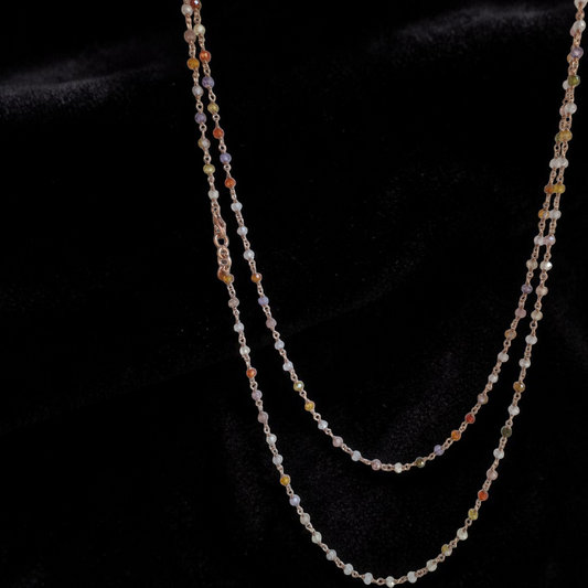 Collana Lunga Stile Rosario Arlecchino, in Argento s925