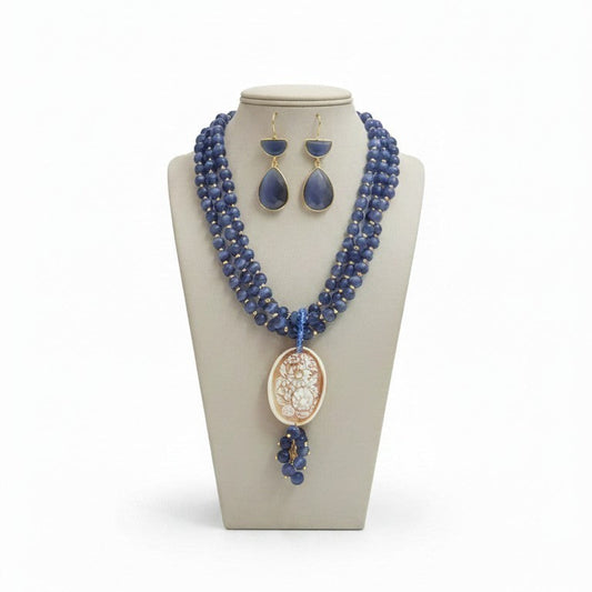 Collana Maxi con Pietre di Lapis + Cameo pregiato