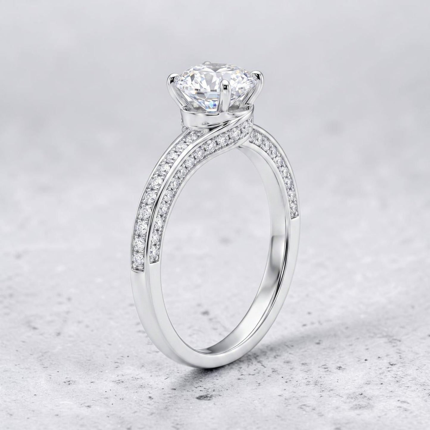 4-Petal Flower Ring, in S925 Silver and Zircons