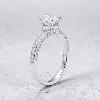 4-Petal Flower Ring, in S925 Silver and Zircons