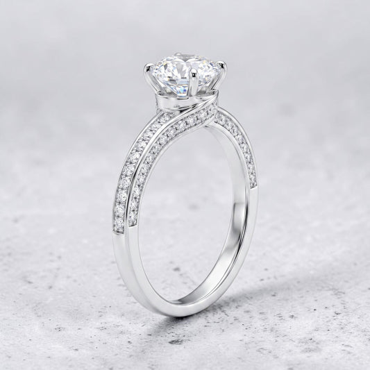 Anello Solitario Corona in MOISSANITE USA, in Argento S925