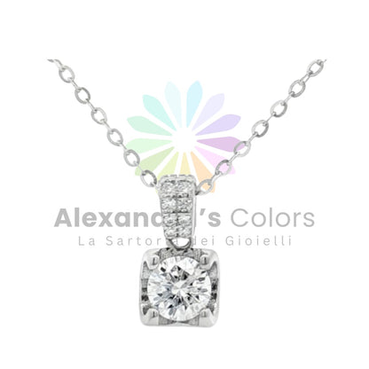 Collana Solitario  Luxury in MOISSANITE USA, in Argento S925