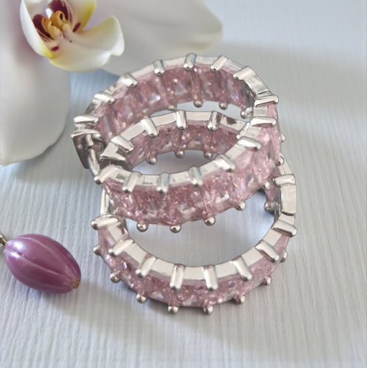 Orecchini Cerchio Baguette Pregiati, in Argento s925