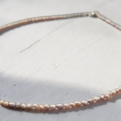 Necklace with Irregular Natural Pearls, S925 Silver
