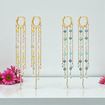 Orecchini Lunghi Multifilo Color, Argento s925