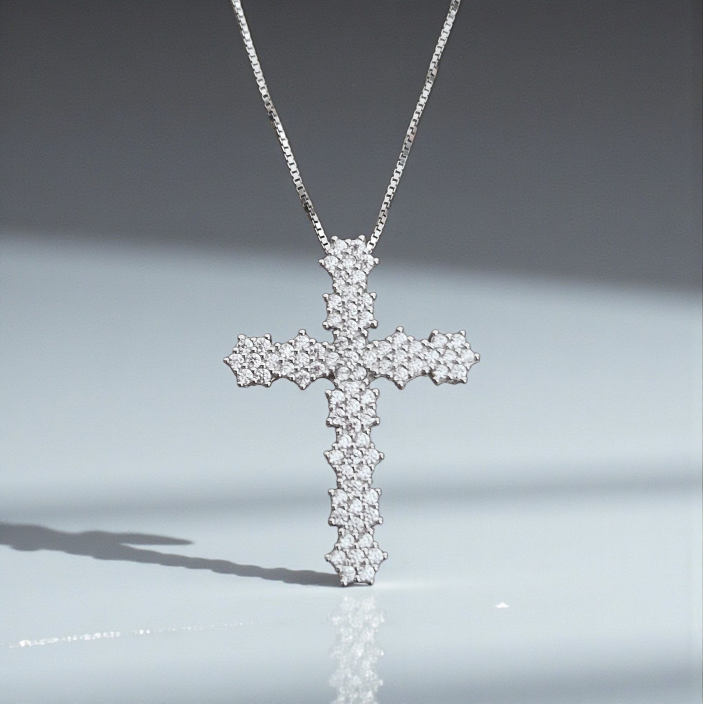Round Zircon Cross Pendant, many Colors, Sterling Silver s925
