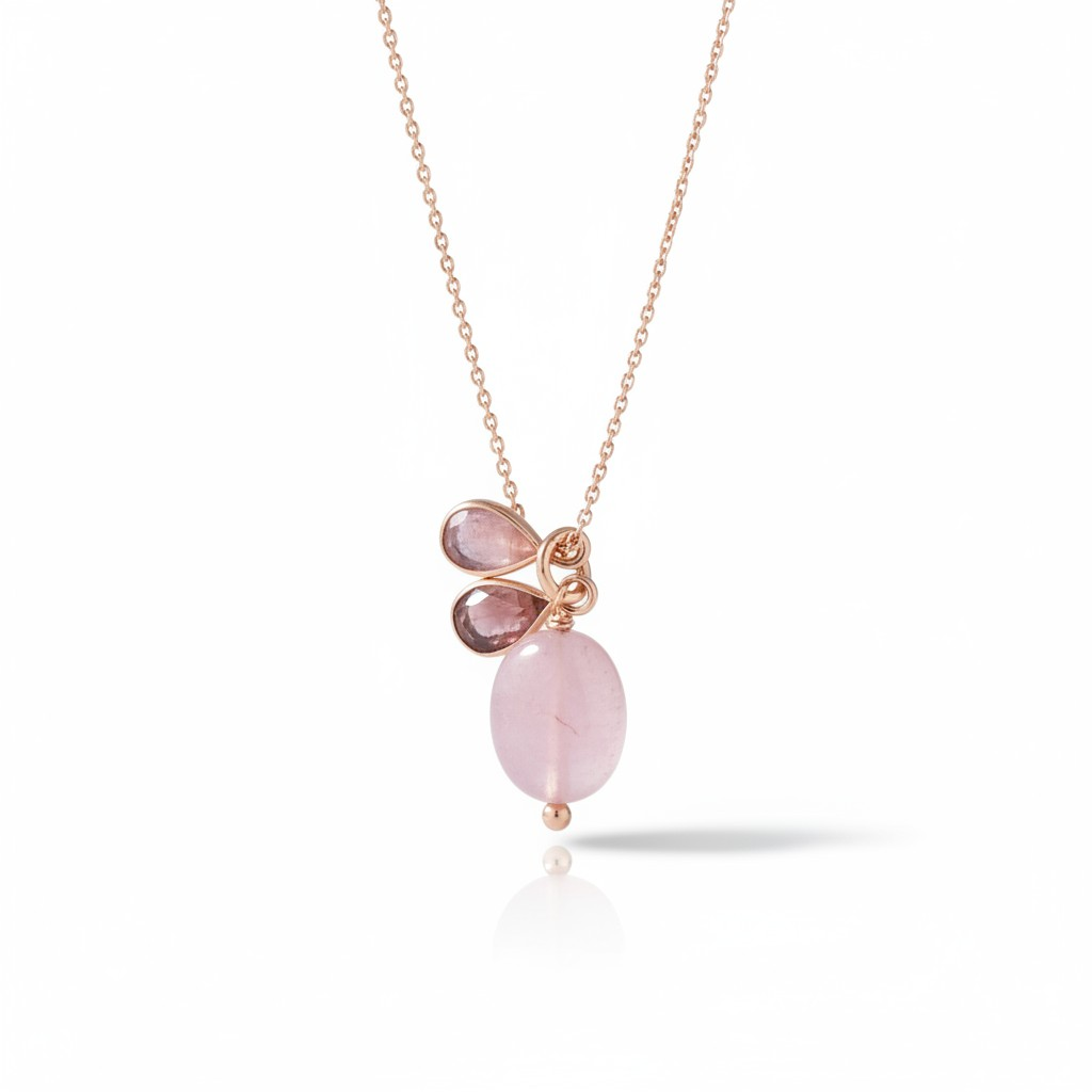 Collana con Quarzo Rosa, Argento s925