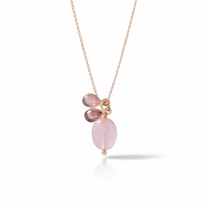 Collana con Quarzo Rosa, Argento s925