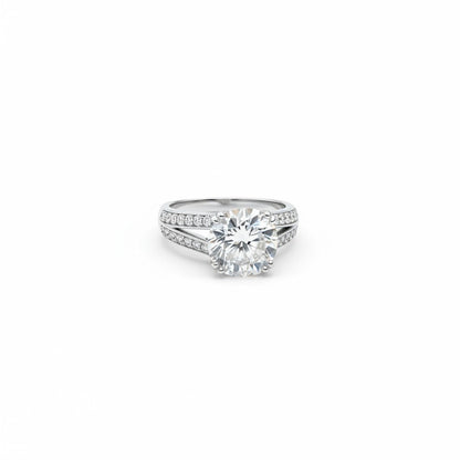 Anello Solitario Quadrato Barocco, in MOISSANITE certificata, in Argento S925