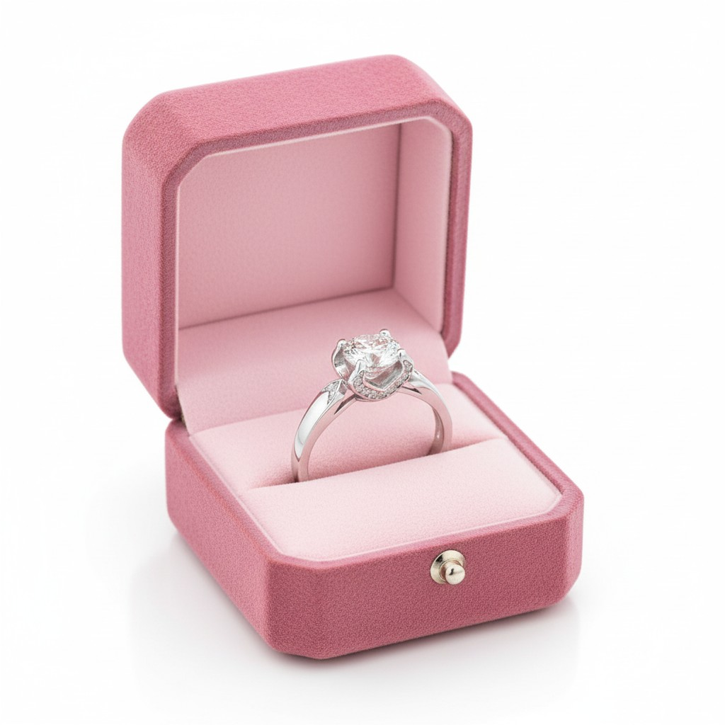 Anello Solitario Sospeso in MOISSANITE certificata, in Argento S925