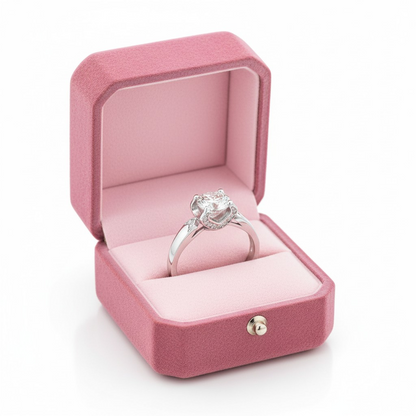 Anello Solitario Sospeso in MOISSANITE certificata, in Argento S925