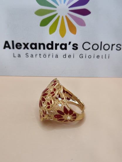 Anelli Fiore, Preziosi , in Filigrana, Argento 925 e Bagno in Oro