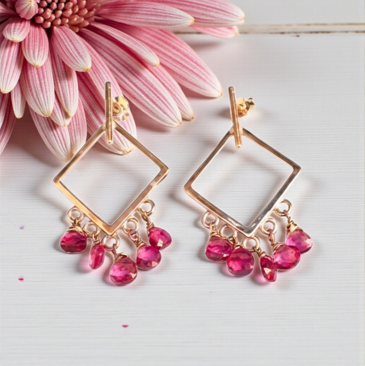 Silver and Rose Gold Drop Earrings